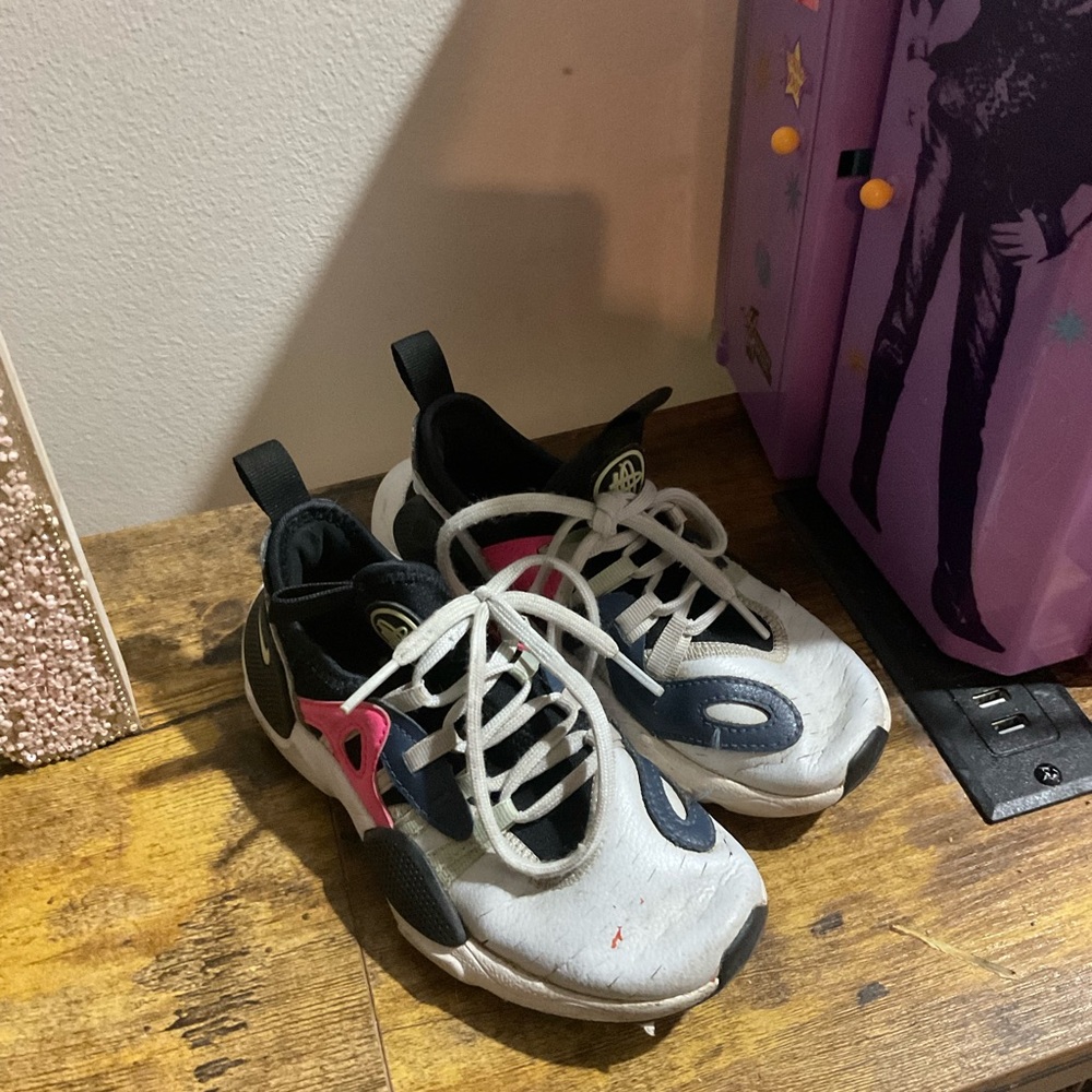 Kids Athletic Sneakers - White, Navy & Pink